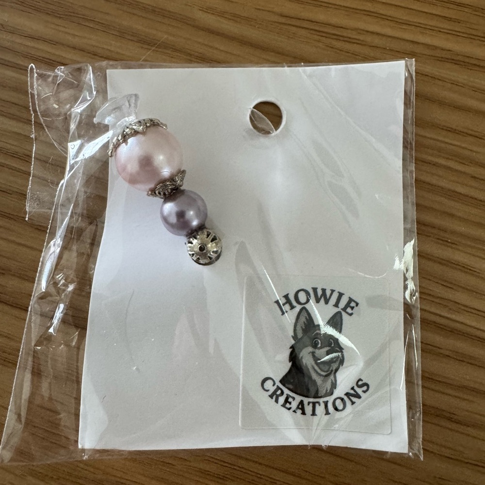 Howie Creations Pink and Purple Beaded Stick Pin - NWOT
